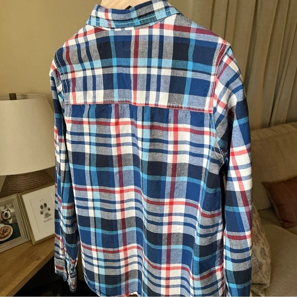 Oshkosh Boy’s Blue/white/red Plaid Longsleeve Button Up Size 12